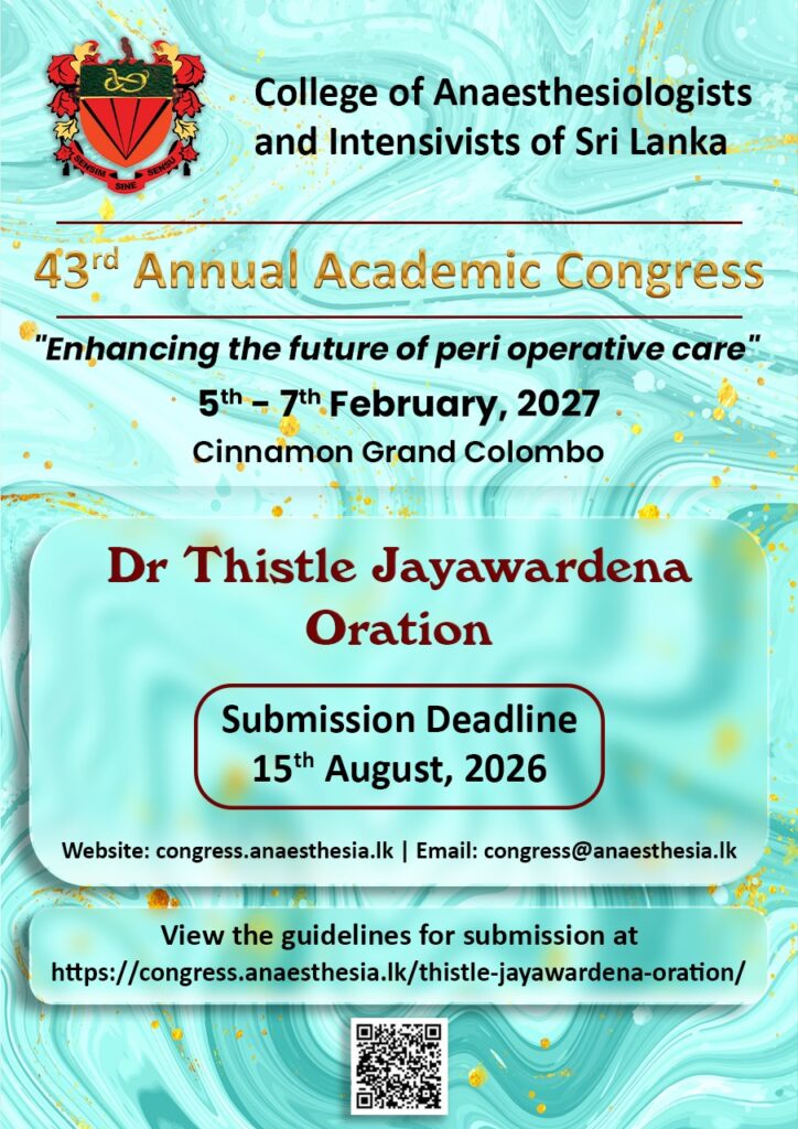 Dr Jayawardene Oration 2027