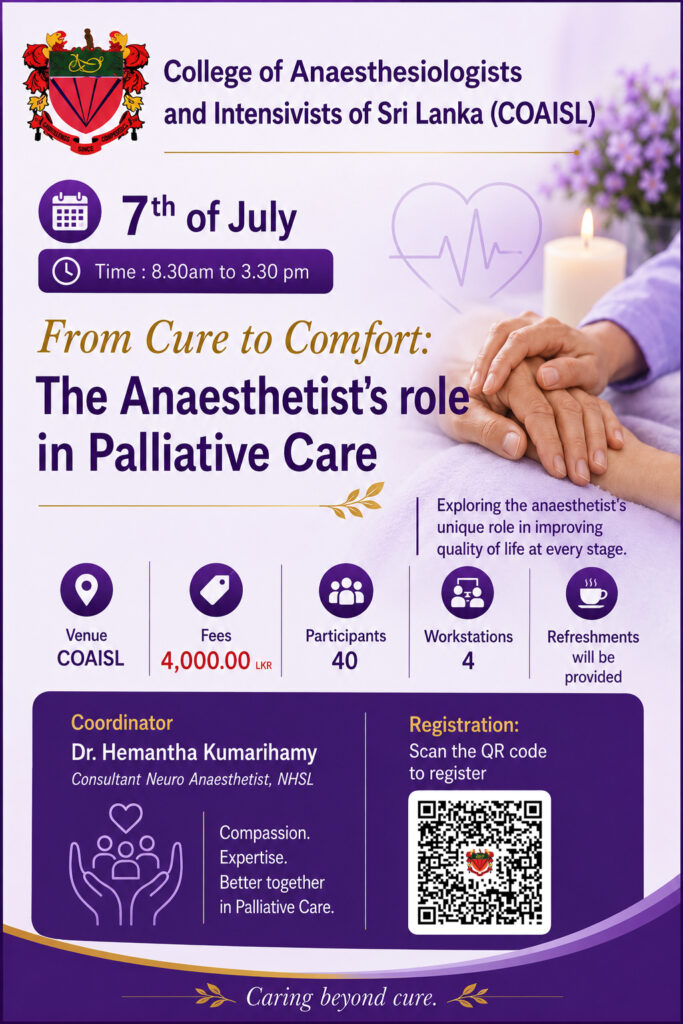 From Cure to Comfort - The Anaesthetist's role in Palliative Car